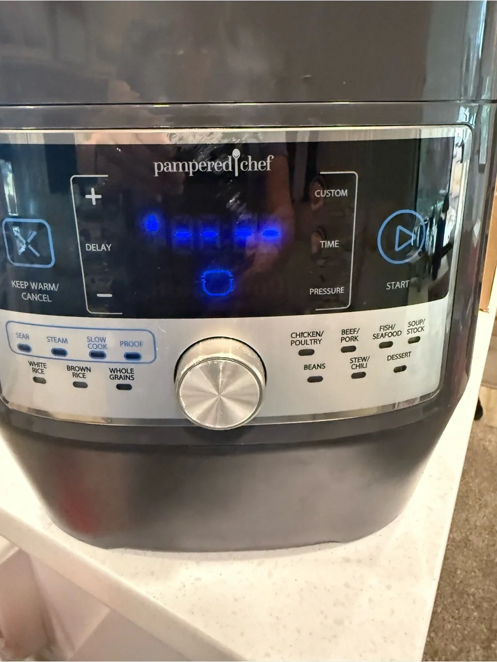 Pampered Chef Quick Electric Pressure Cooker in Dark Gray and Silver